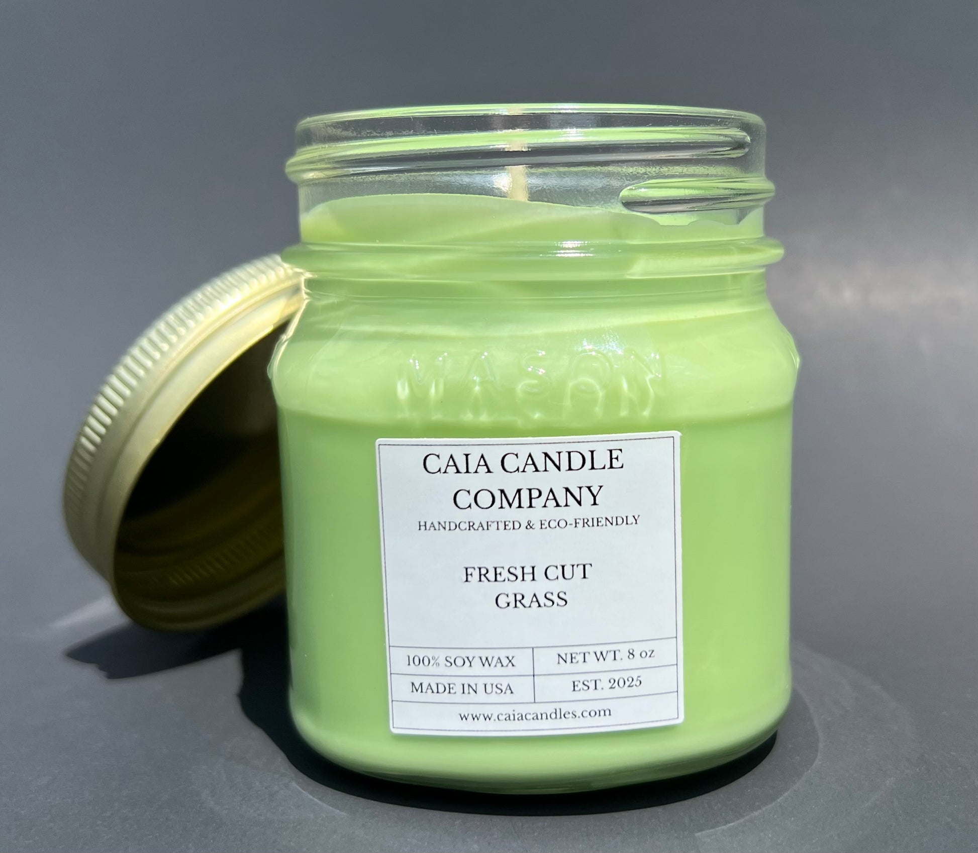 Soy Candle Fresh Cut Grass, Front