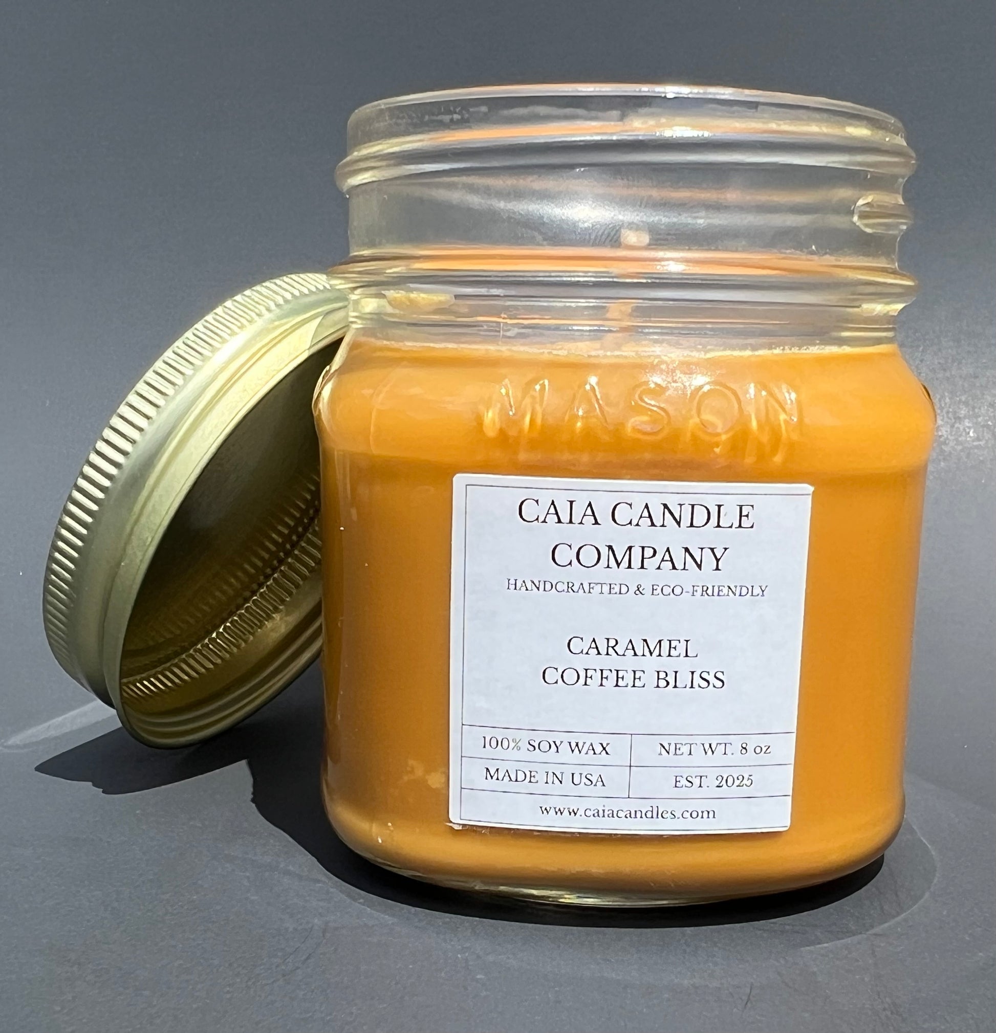 Soy Candle Caramel Coffee Bliss, Front